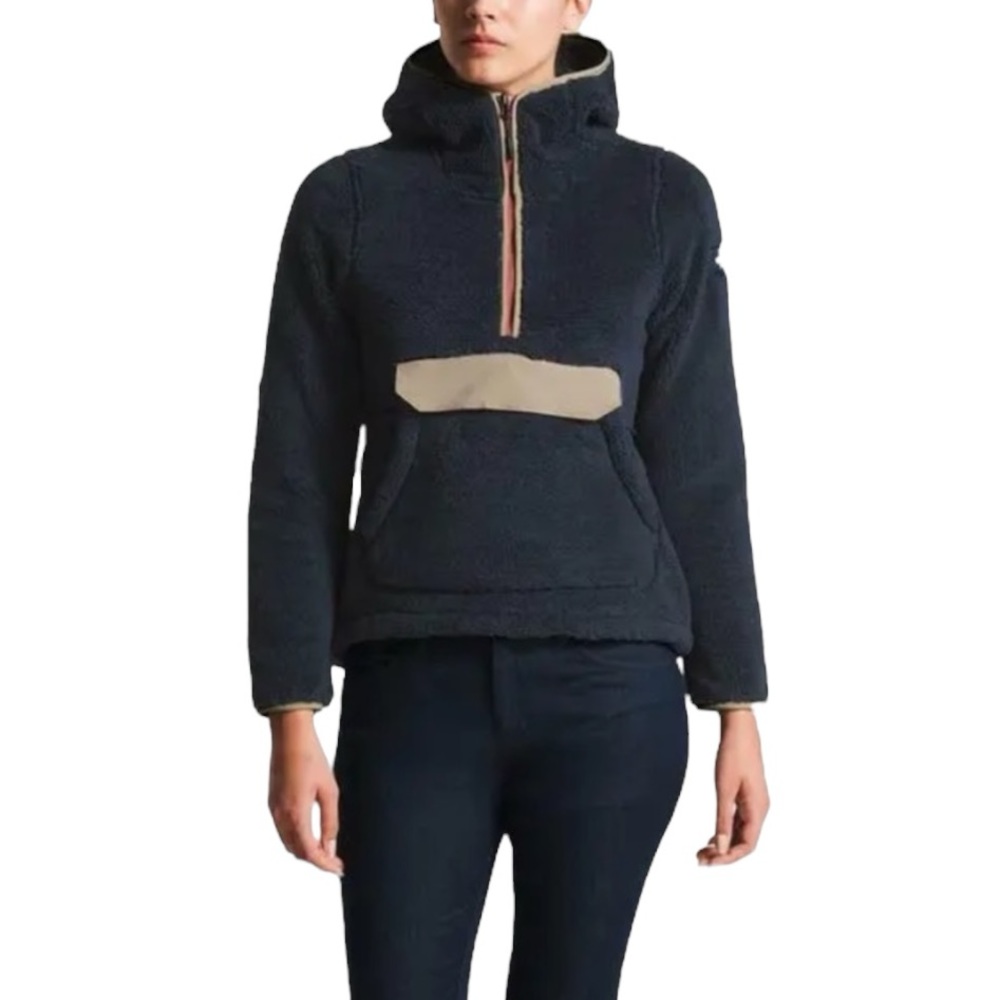 The North Face Campshire Top Fleece 2.0 Pullover Hoodie Jacket Navy/Pink Large